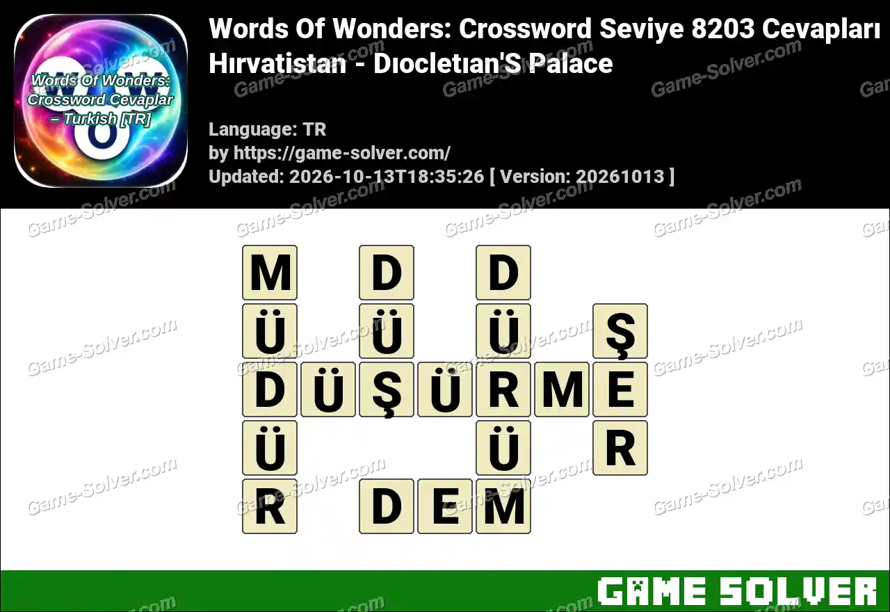 Words Of Wonders: Crossword Seviye 8203 Cevapları – Hırvatistan – Dıocletıan’S Palace